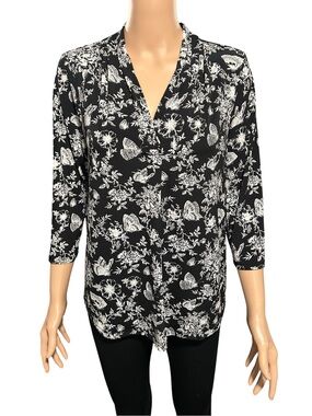 Charter Club Monochrome Floral Blouse